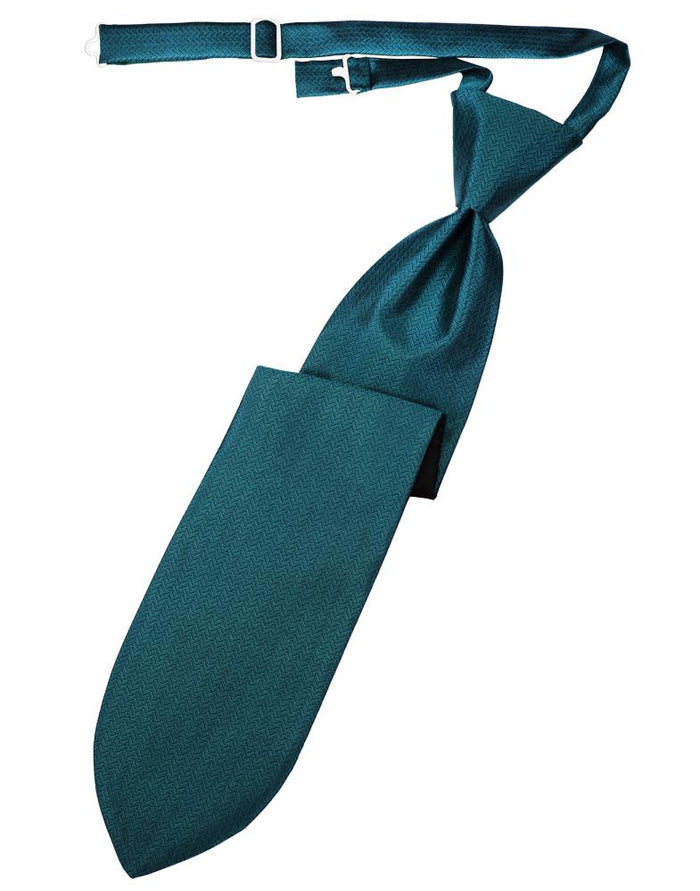 Teal Herringbone Kids Necktie
