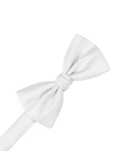 White Herringbone Kids Bow Tie