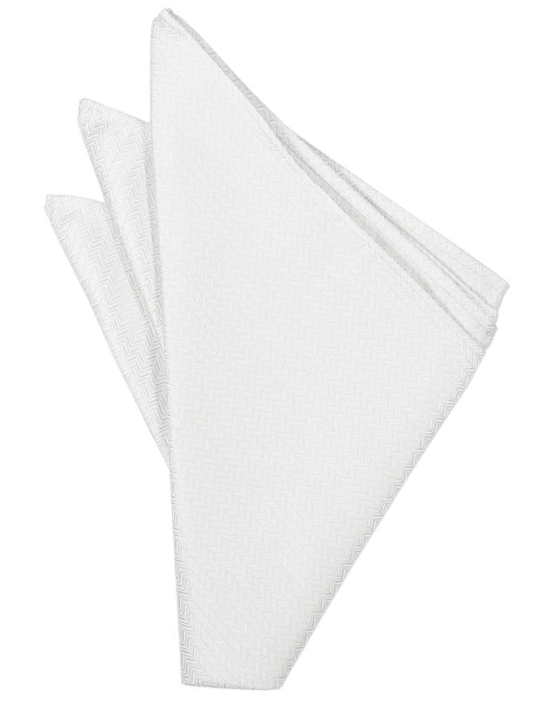 White Herringbone Pocket Square