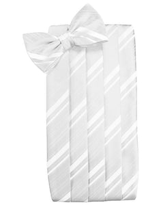 White Kids Striped Satin Cummerbund