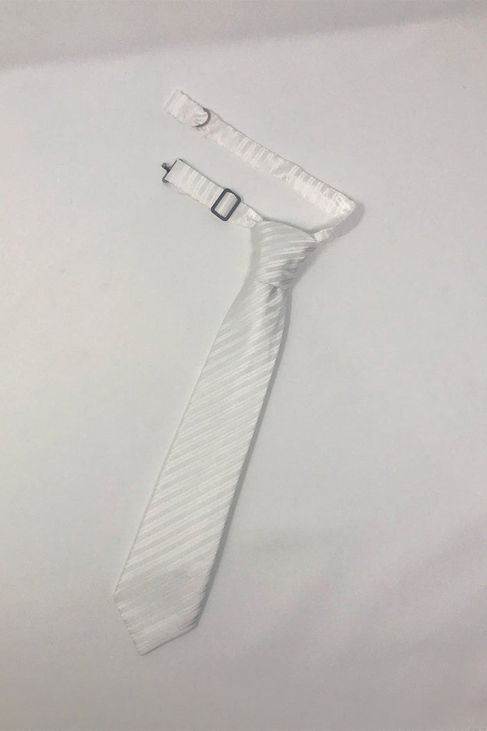 White Newton Stripe Kids Necktie