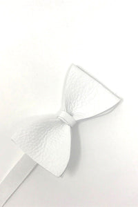 White Textured Leather Bow Tie