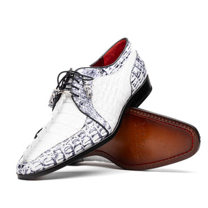 Marco_Di_Milano Caribe White Leather Sneakers - "Newspaper" Accent