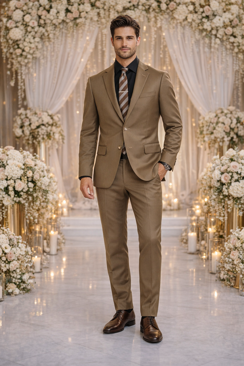 Carlo Lusso Navy Two-button Poly Blend Suit