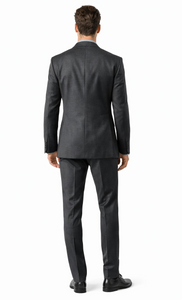 Carlo Lusso Charcoal Two-button Slim Fit Poly Blend Suit