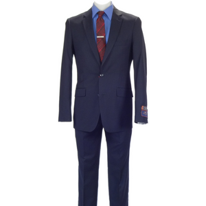 Carlo Lusso Navy Two-button Poly Blend Suit
