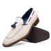 Zelli Carmen Italian Sueded Goatskin Tassel Loafers in Sand