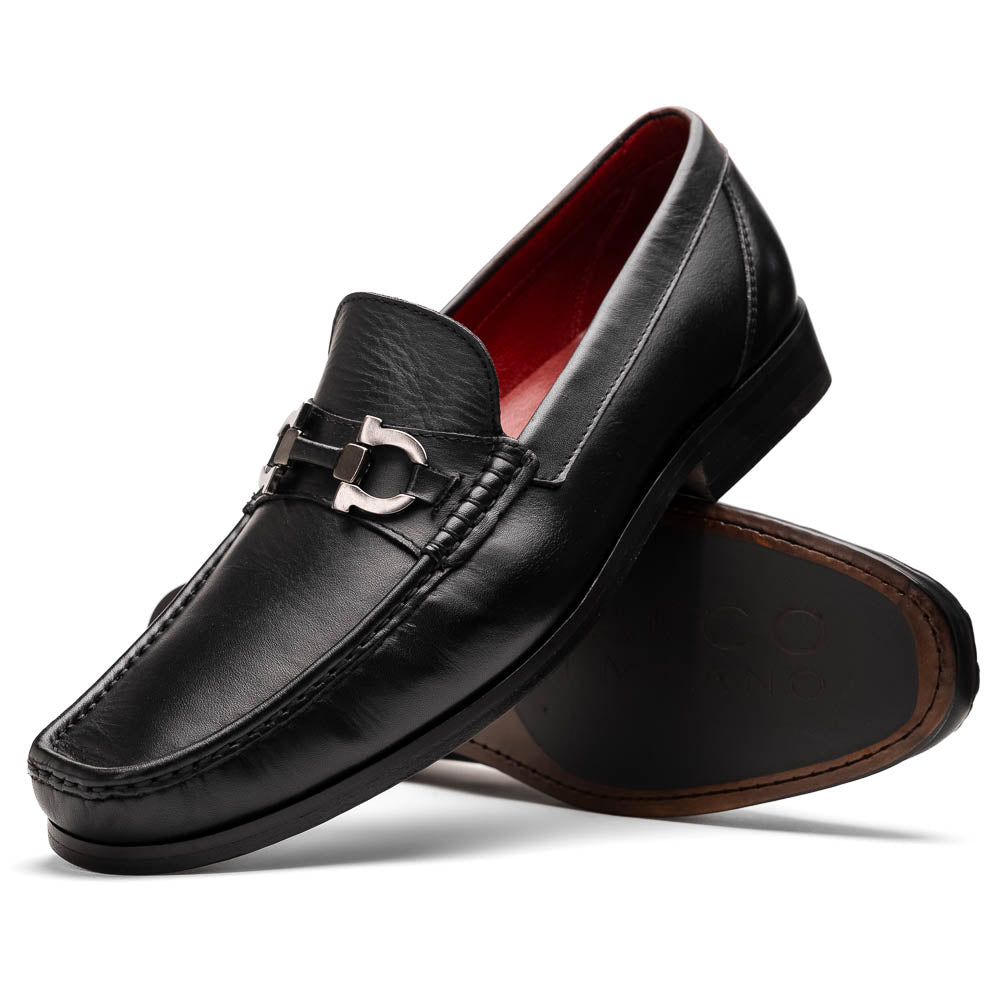 Marco Di Milano Cassarano Men's Calfskin Leather Loafers Black