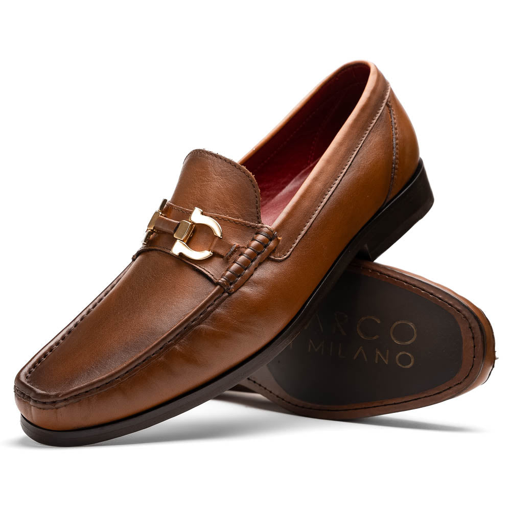 Marco Di Milano Cassarano Men's Calfskin Leather Loafers Honey