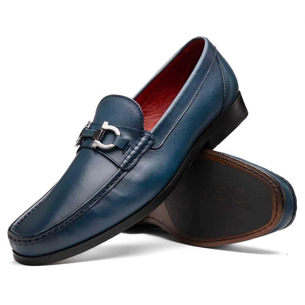 Marco Di Milano Cassarano Men's Calfskin Leather Loafers Navy