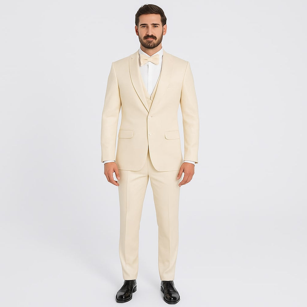 Champagne Satin Tuxedo Set – 4-Piece Look for Weddings & Proms