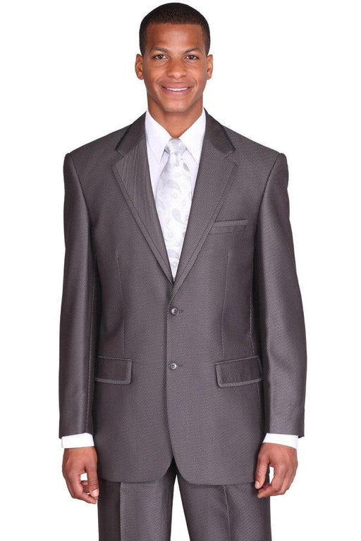 "Charcoal Grey Sharkskin Gentleman's Suit by Fortino Landi" - USA Men's Outlet