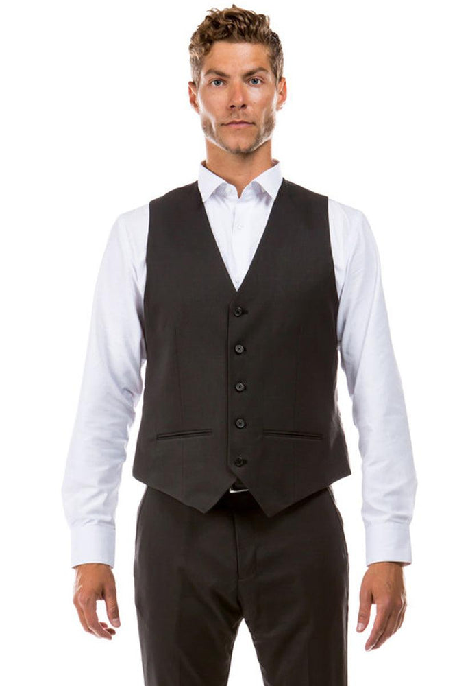 "Charcoal Grey Wool Suit Vest | Zegarie Designer Menswear" - USA Men's Outlet