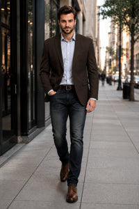 Men's Brown 2 Button Fashion Dress Casual Blazer