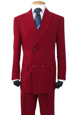 Classic Burgundy Poplin Suit | Fortino Landi | Mens Double Breasted Fit - USA Men's Outlet
