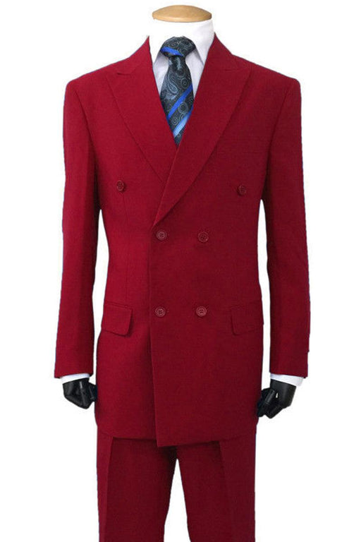 Classic Burgundy Poplin Suit | Fortino Landi | Mens Double Breasted Fit - USA Men's Outlet