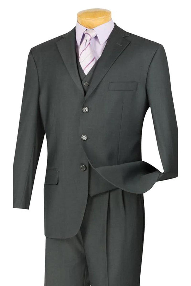 "Classic Charcoal Vested Suit: Fortino Landi, Timeless Menswear" - USA Men's Outlet