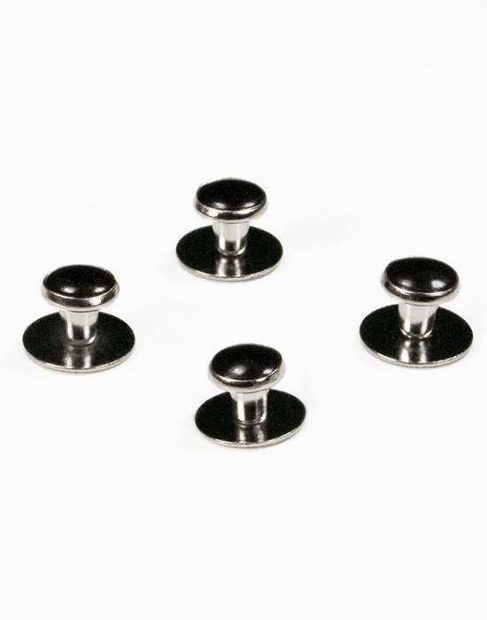 Black Enamel Inset with Silver Setting Studs Set
