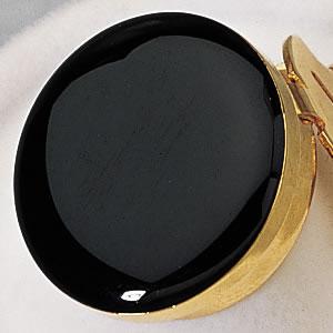 Black Enamel with Gold Trim Button Cover