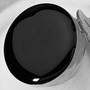 Black Enamel with Silver Trim Button Cover