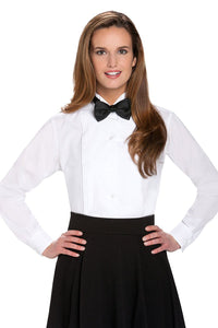 "Nicole" Women's White Pleated Wingtip Tuxedo Shirt