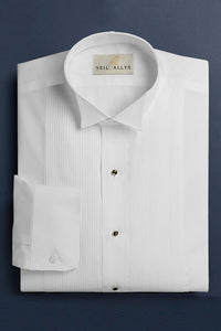 "Timothy" White Wingtip Tuxedo Shirt