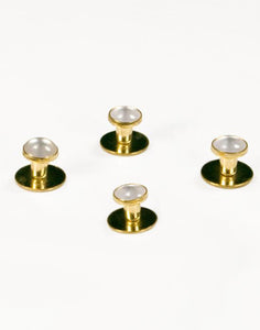 White Enamel Inset with Gold Setting Studs Set
