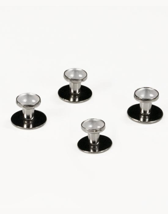 White Enamel Inset with Silver Setting Studs Set