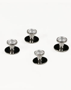 White Enamel Inset with Silver Setting Studs Set