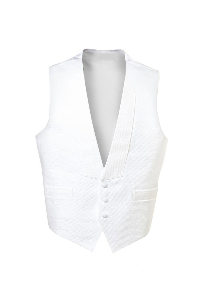 White Pique Full Back Tuxedo Vest