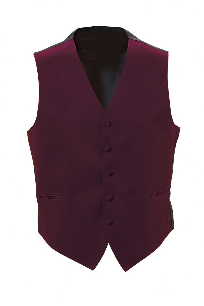 Wine Satin Tuxedo Vest