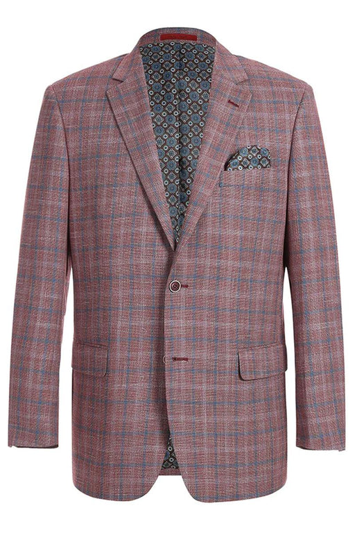 Classic Fit Burgundy Red Windowpane Blazer by Renoir: Beauty & Sophistication - USA Men's Outlet