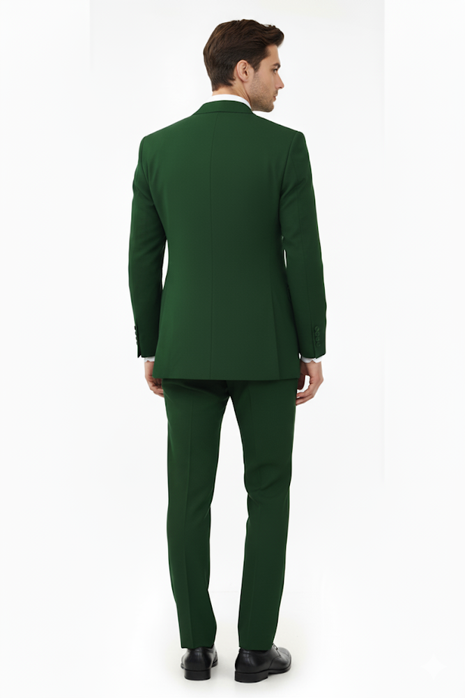 Classic Fit Olive Poplin Suit by Fortino Landi