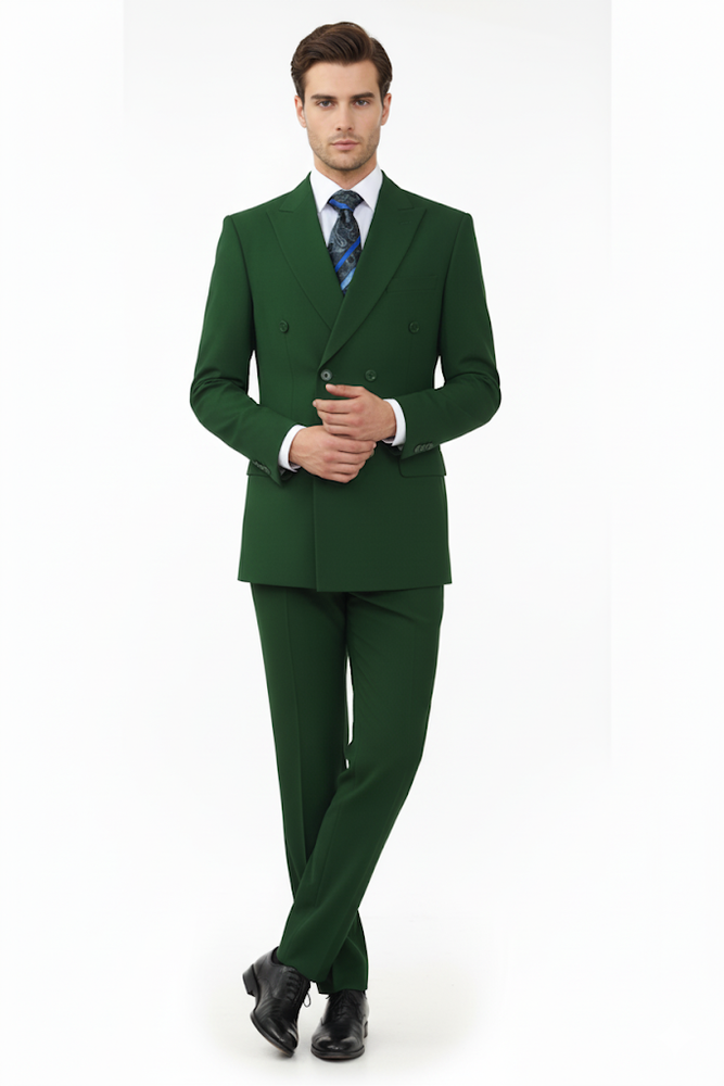Classic Fit Olive Poplin Suit by Fortino Landi