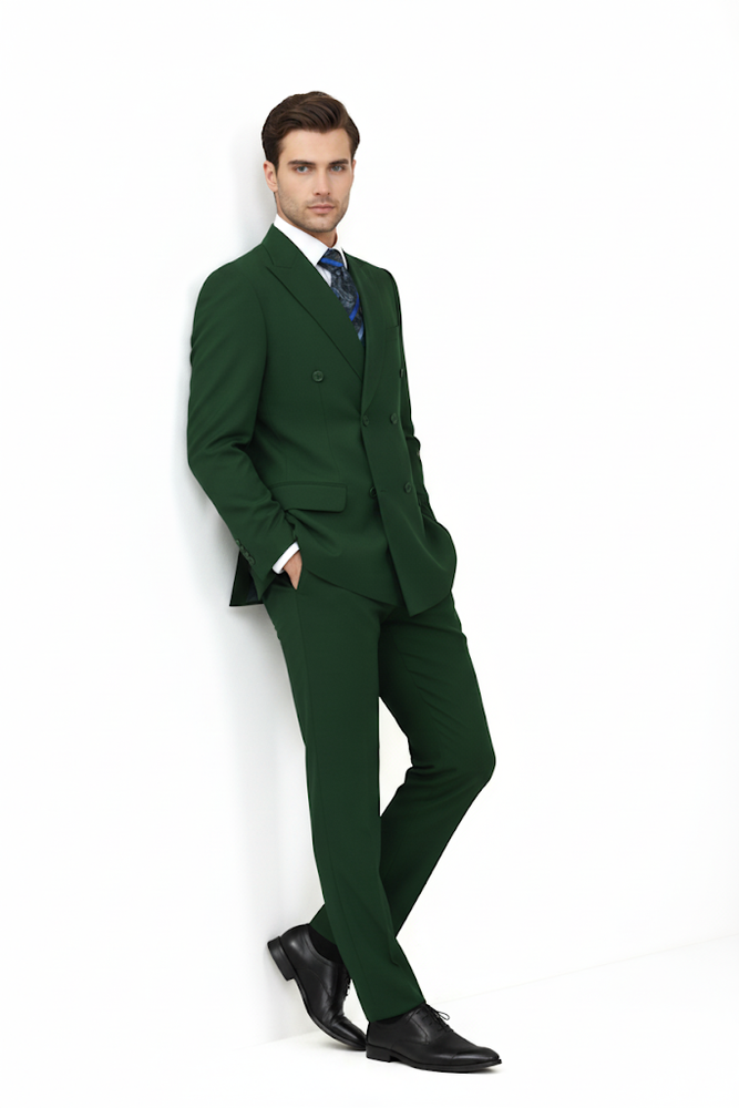 Classic Fit Olive Poplin Suit by Fortino Landi