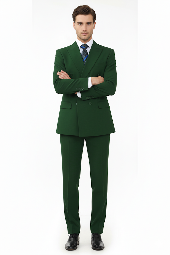 Classic Fit Olive Poplin Suit by Fortino Landi