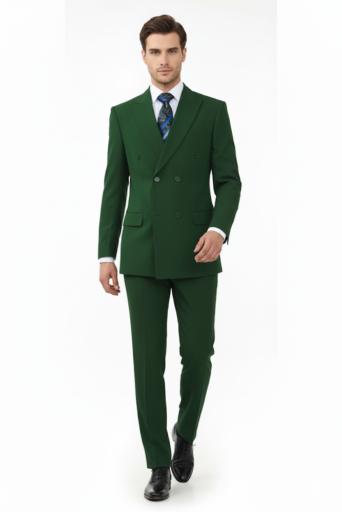 Classic Fit Olive Poplin Suit by Fortino Landi