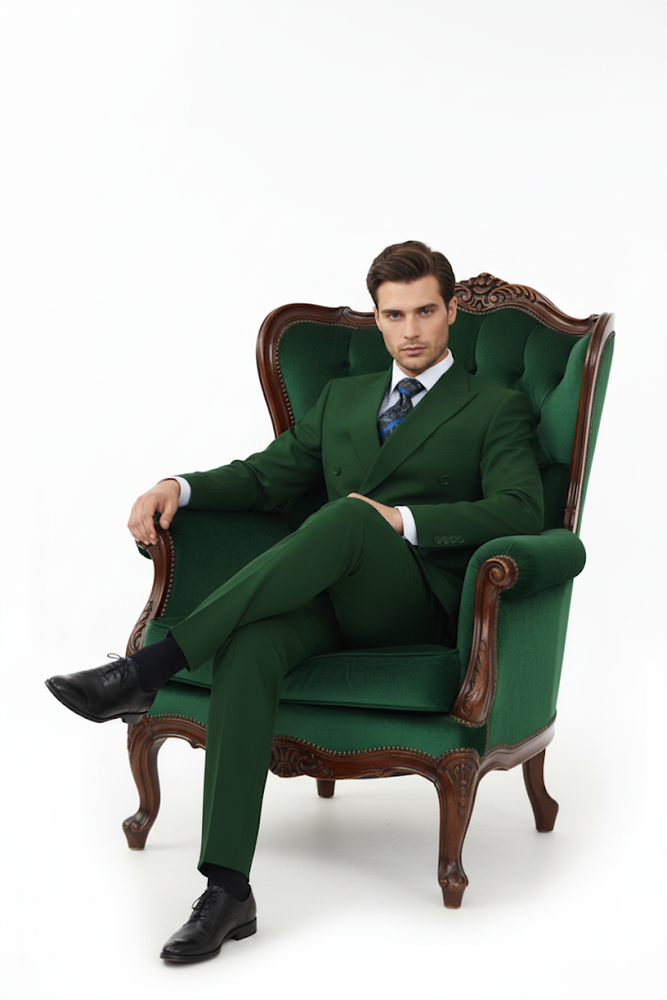 Classic Fit Olive Poplin Suit by Fortino Landi