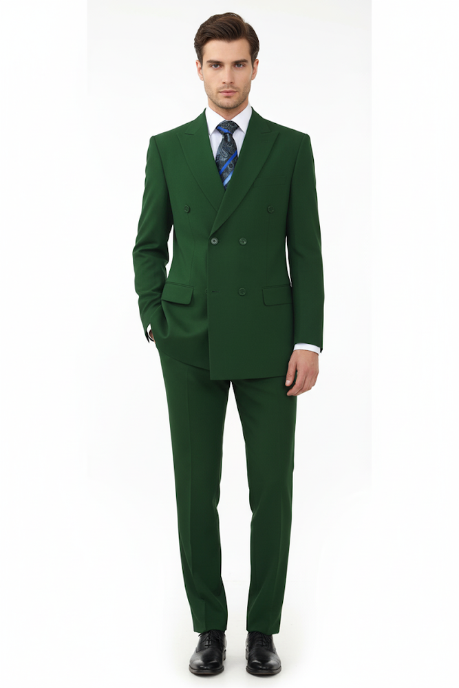 Classic Fit Olive Poplin Suit by Fortino Landi