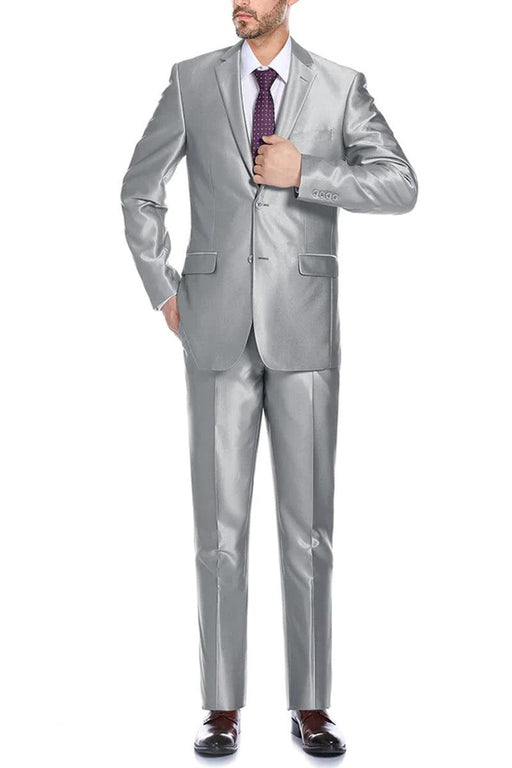 Classic Fit Silver Grey Renoir Suit w/Opt. Vest - Timeless Elegance - USA Men's Outlet