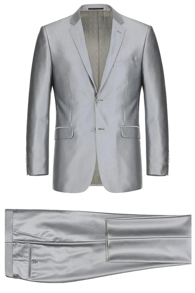 Classic Fit Silver Grey Renoir Suit w/Opt. Vest - Timeless Elegance - USA Men's Outlet