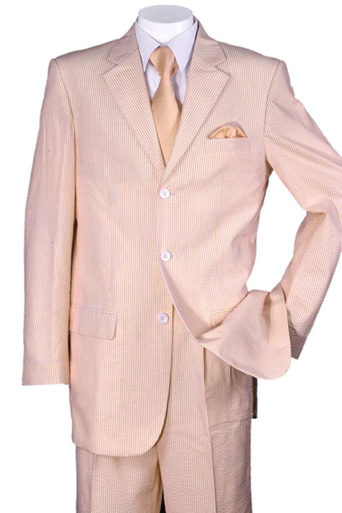 Classic Fit Summer Peach Seersucker Suit from Fortino Landi - USA Men's Outlet