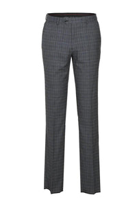Classic Men's English Laundry Light Grey Windowpane Plaid Slim Fit Double Breasted Suit - Elegant Mensattire