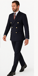 Double Breasted Blazer with Gold Buttons - Black Sport Coat