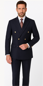 Double Breasted Blazer with Gold Buttons - Black Sport Coat