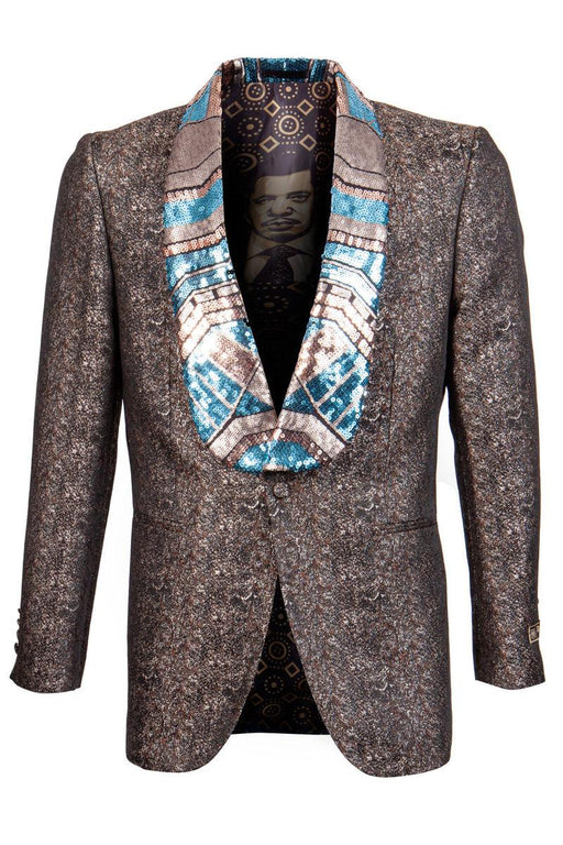 Collection

Empire Men's Brown Shiny Metallic Tuxedo Jacket w/Sequin Lapel Egyptian Design - USA Men's Outlet