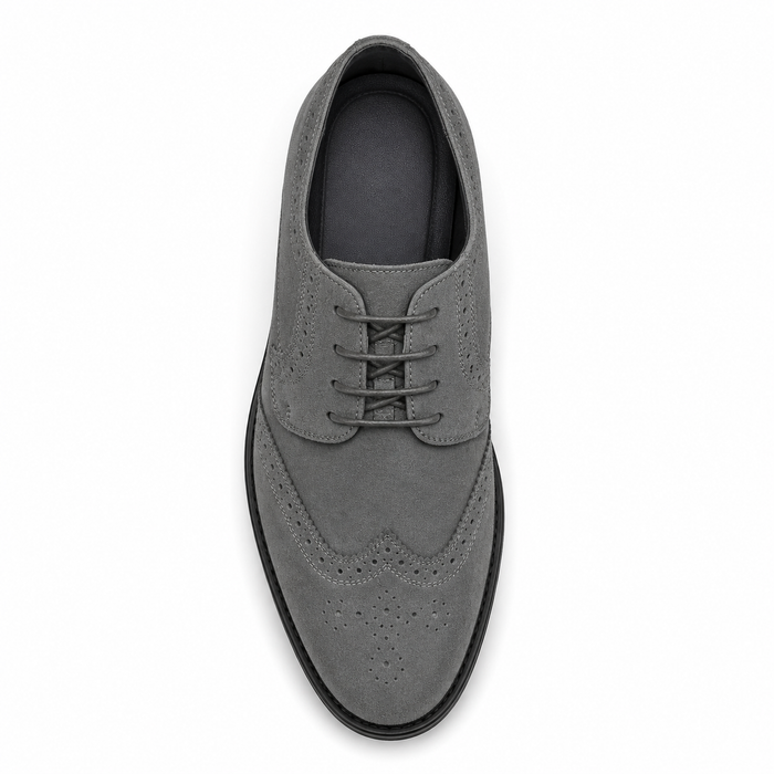 Polished Product Title: "Bravo Men's Grey Vegan Suede Wingtip Dress Shoe for Weddings & Proms"