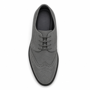 Polished Product Title: "Bravo Men's Grey Vegan Suede Wingtip Dress Shoe for Weddings & Proms"