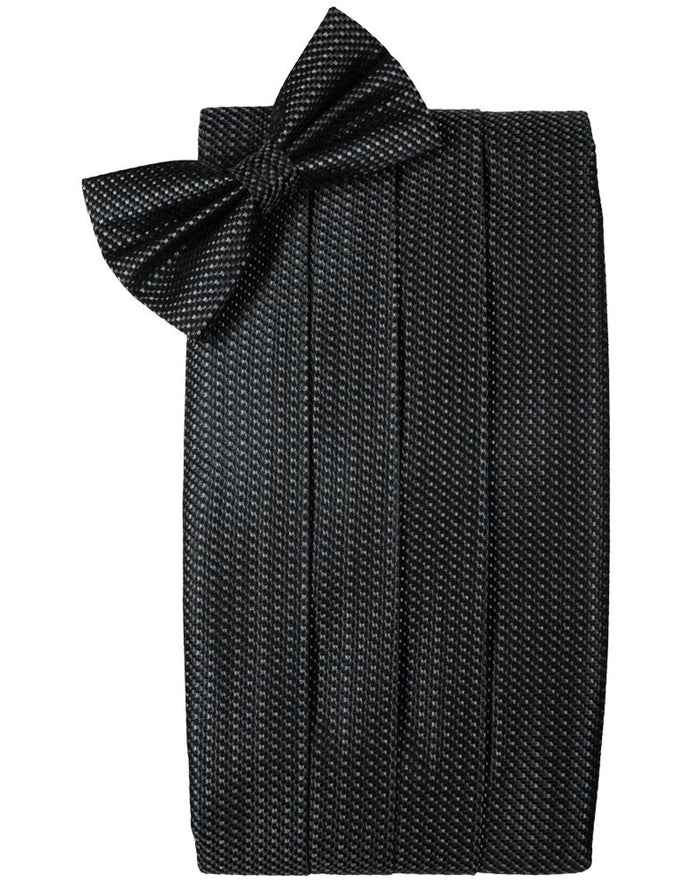 Asphalt Silk Weave Cummerbund & Bow Tie Set