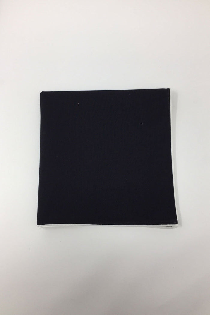 Black Cotton with White Border Pocket Square